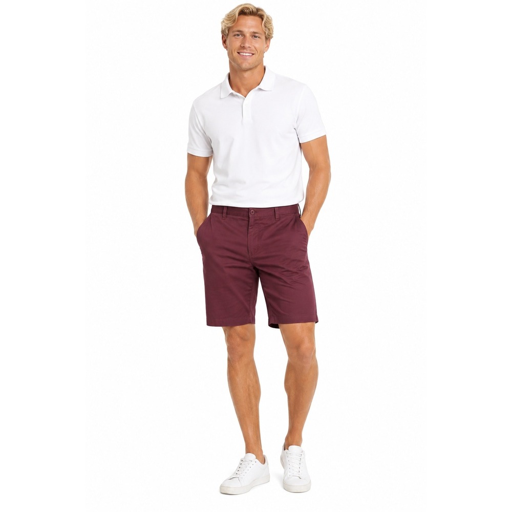 Pacific Blue Shorts Mens 36 Burgundy Maroon Flat Front Cotton Blend Twill Casual